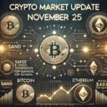 DALL·E 2024 11 25 14.17.27 A professional and sleek blog banner for a cryptocurrency update. The banner features a digital themed background with glowing lines and blockchain st